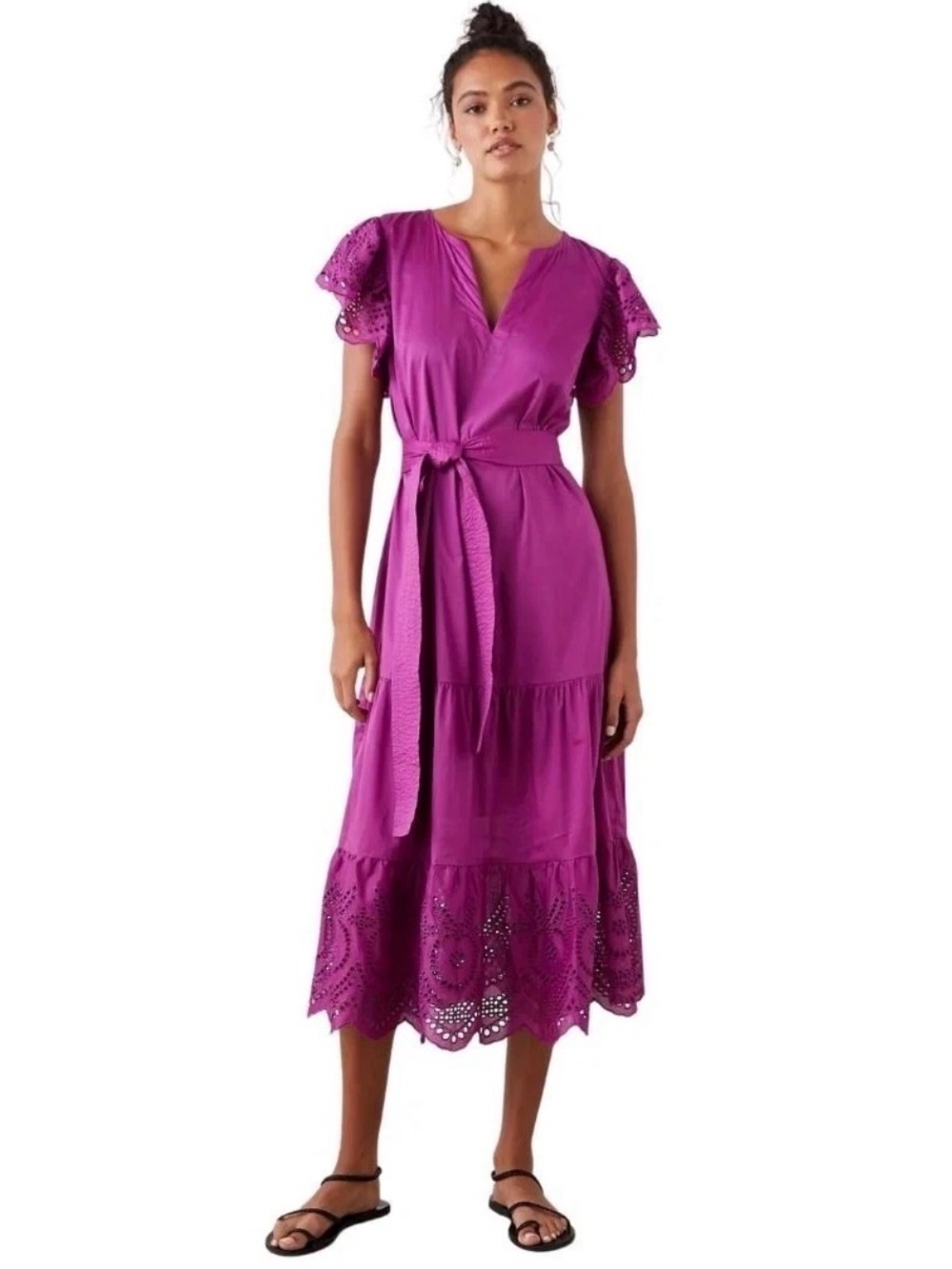 RAILS 100% Cotton Sm GIA Short Sleeve Midi Dress Berry Grape Capsule Minimalist